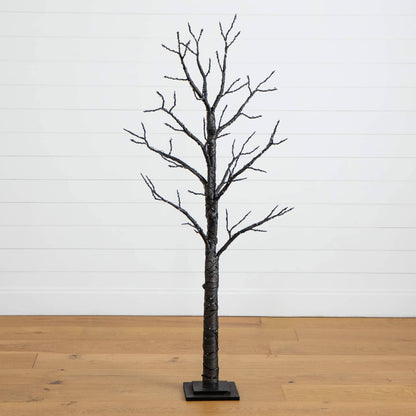 5' pre-lit Halloween twig tree Nearly Natural with orange LEDs, black wrapped trunk on Tampa Home & Garden Store