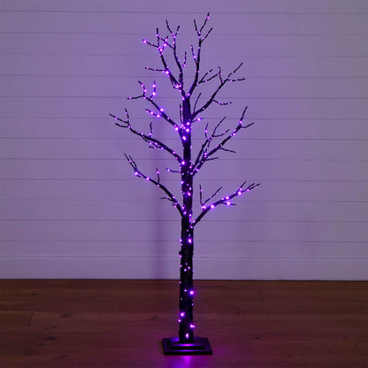5' Pre-Lit Halloween Twig Tree by Nearly Natural with 360 orange & purple LED lights on Tampa Home & Garden Store