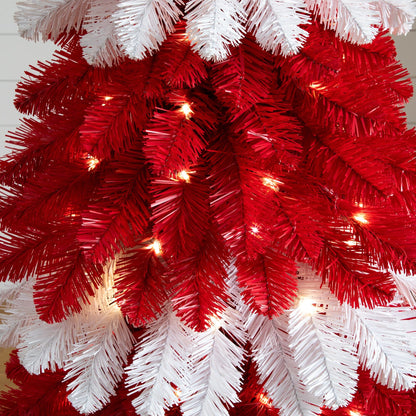 Artificial Peppermint Christmas Tree and Lights