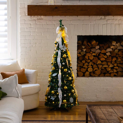 5' Nearly Natural prelit Christmas tree with gold and silver ornaments, 100 warm white LEDs on Tampa Home & Garden Store