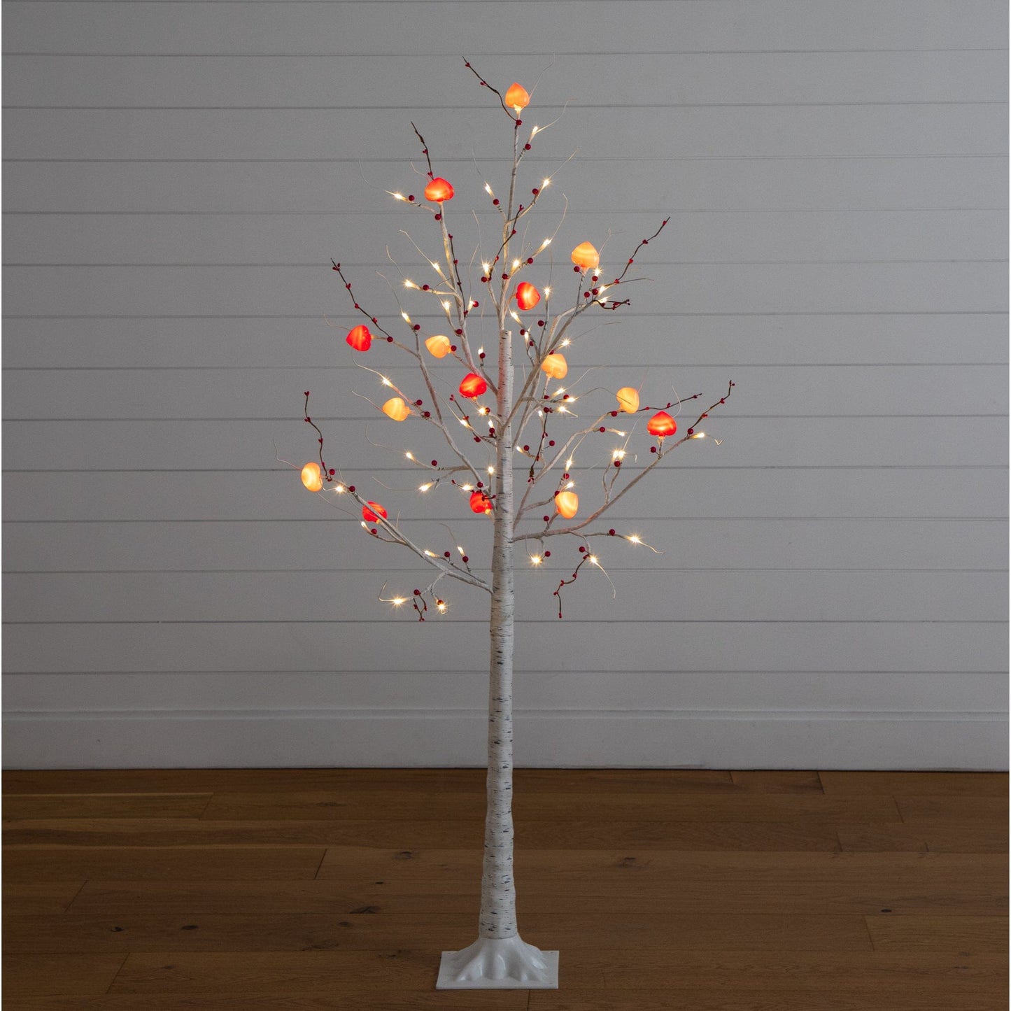 Nearly Natural 5ft pre-lit Valentine's Day Twig Tree with 72 heart LED lights and red berries on Tampa Home & Garden Store
