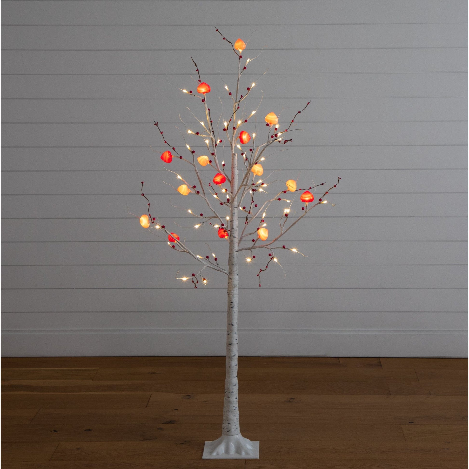 Nearly Natural 5ft pre-lit Valentine's Day Twig Tree with 72 heart LED lights and red berries on Tampa Home & Garden Store