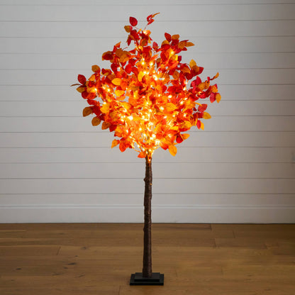 5' Pre-Lit Autumn Artificial Fall Tree with 200 warm white LED lights by Nearly Natural on Tampa Home & Garden Store