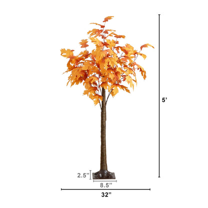 5' Pre-Lit Autumn Maple Artificial Tree with 240 Warm White LED Lights on Tampa Home & Garden Store