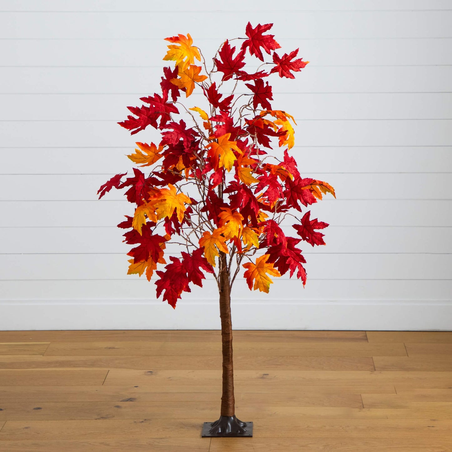 5' Pre-Lit Autumn Weeping Maple Artificial Tree with 240 warm white LEDs, red/orange leaves on Tampa Home & Garden Store
