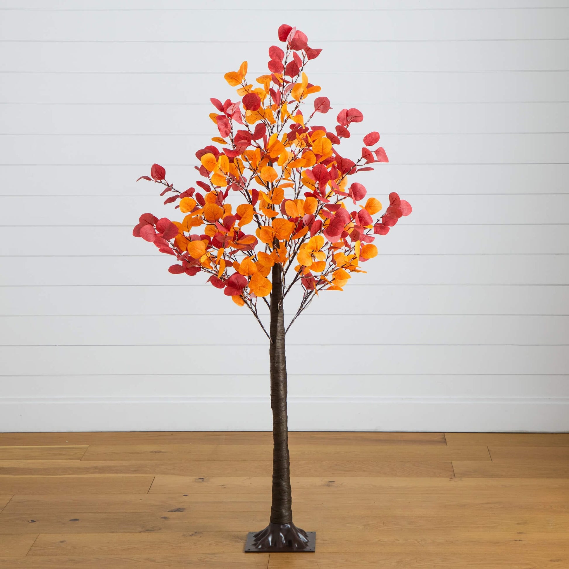 Nearly Natural 5' Pre-Lit Autumn Eucalyptus artificial fall tree with 300 warm white LEDs on Tampa Home & Garden Store