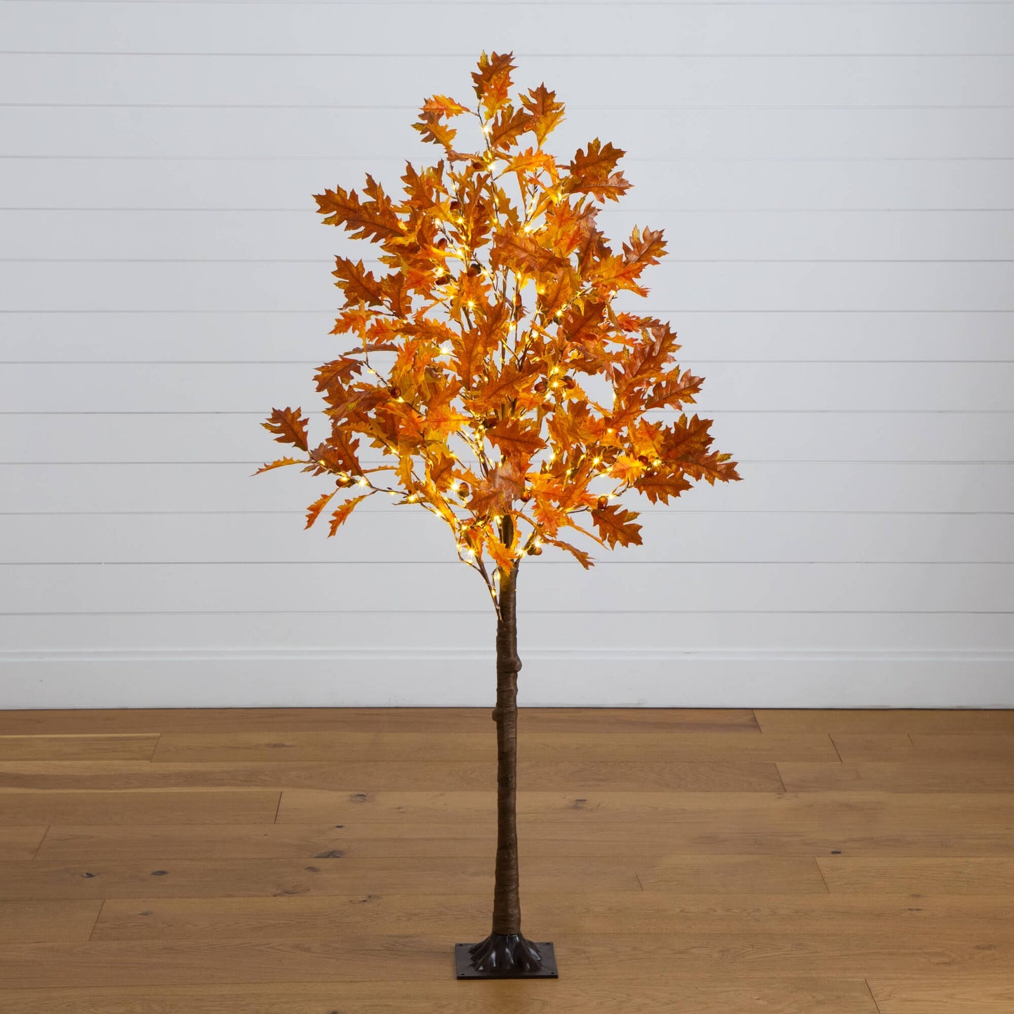 5 ft pre-lit burnt orange autumn maple artificial tree with 240 warm white LEDs and a black square base on Tampa Home & Garden Store
