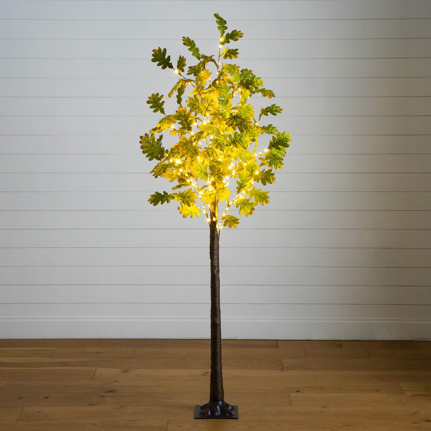 5' Pre-lit Nearly Natural Green Autumn Oak artificial tree with 200 warm white LED lights on Tampa Home & Garden Store