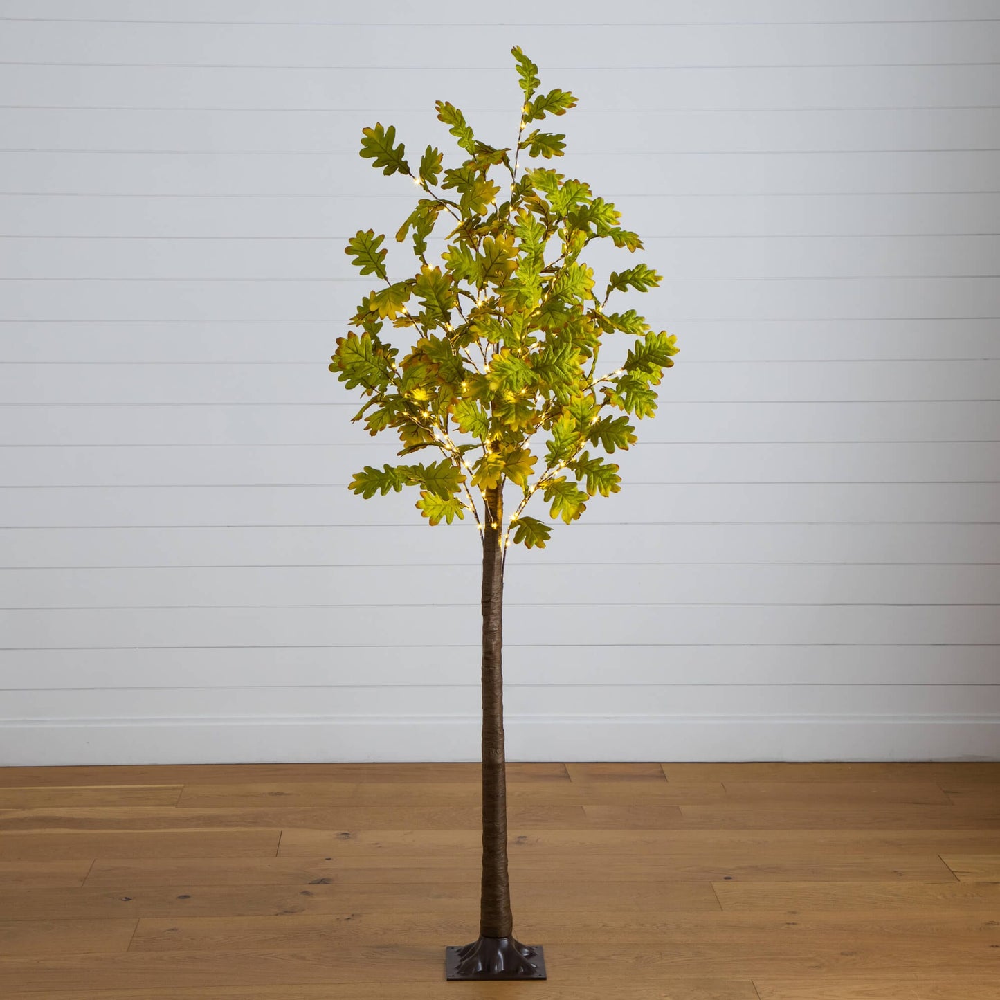 5' Pre-Lit Green Autumn Oak artificial tree with 200 warm white LED lights Nearly Natural on Tampa Home & Garden Store