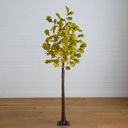 5' Pre-Lit Green Autumn Oak artificial tree with 200 warm white LED lights Nearly Natural on Tampa Home & Garden Store