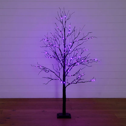 Nearly Natural 5' Halloween black twig artificial tree with 240 orange & purple LED lights on Tampa Home & Garden Store