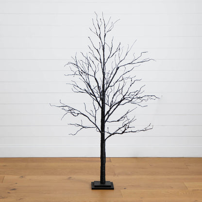 5 ft Nearly Natural pre-lit Halloween Black Twig Artificial Tree with orange and purple LEDs on black stand on Tampa Home & Garden Store