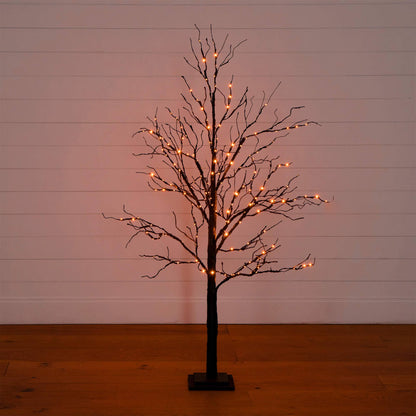 5' Pre-Lit Halloween Black Twig Artificial Tree with 240 Orange & Purple LED Lights on Tampa Home & Garden Store