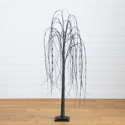 5 ft Halloween black willow tree, pre-lit with 144 orange and purple LEDs, Nearly Natural on Tampa Home & Garden Store