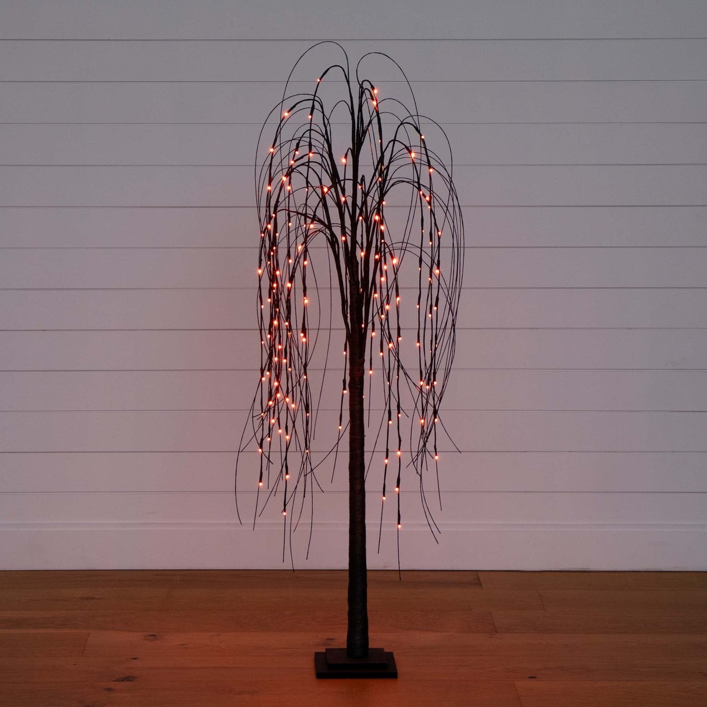 5 ft Nearly Natural black willow artificial tree with 144 orange LED lights on wire branches on Tampa Home & Garden Store