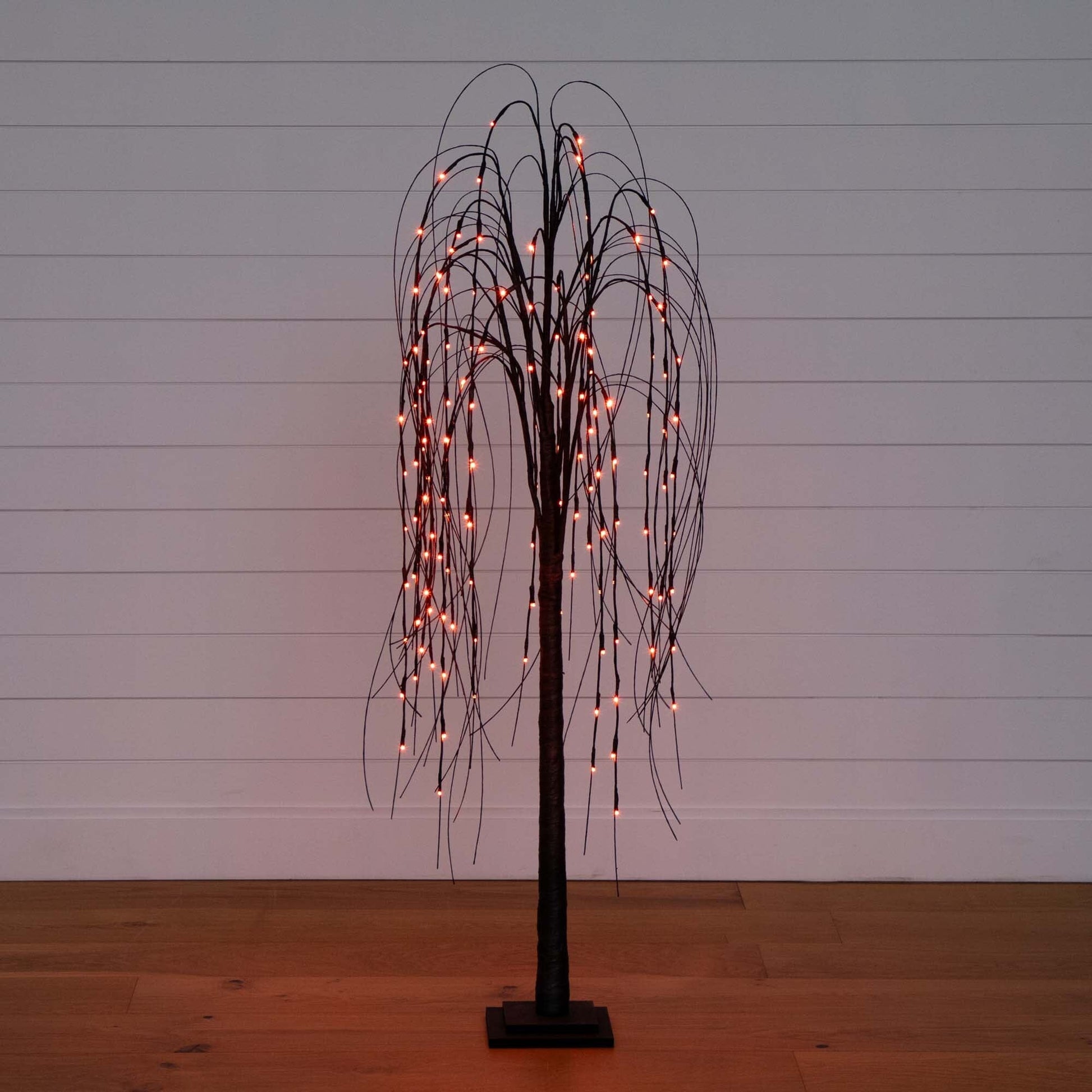 5 ft Nearly Natural black willow artificial tree with 144 orange LED lights on wire branches on Tampa Home & Garden Store