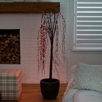 Nearly Natural 5 ft Pre-Lit Halloween Black Willow tree with orange & purple LED lights on Tampa Home & Garden Store