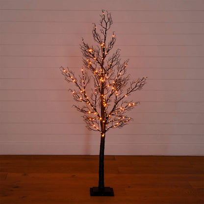 5' Pre-Lit Halloween Minimalist Twig Tree by Nearly Natural with 240 orange LED lights on Tampa Home & Garden Store