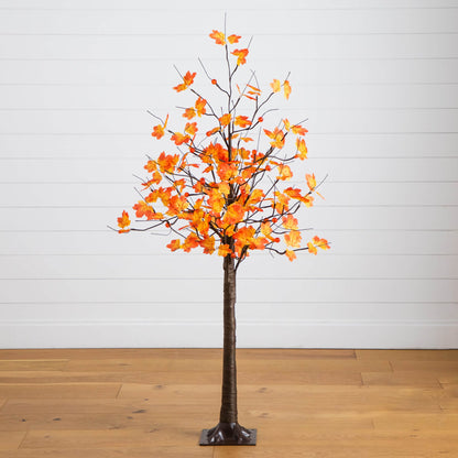 5ft Pre-Lit Maple Tree with 96 LED pumpkin lights Nearly Natural on Tampa Home & Garden Store