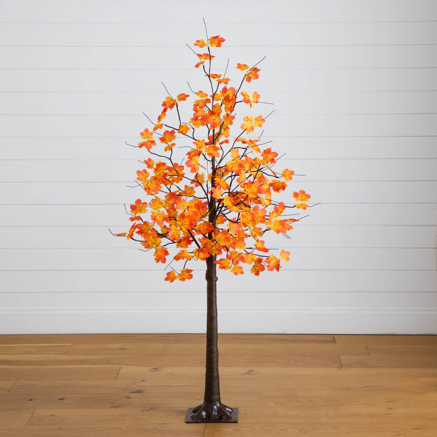 Nearly Natural 5ft Pre-Lit Minimalist Autumn Maple Tree with 96 warm LEDs orange leaves on Tampa Home & Garden Store