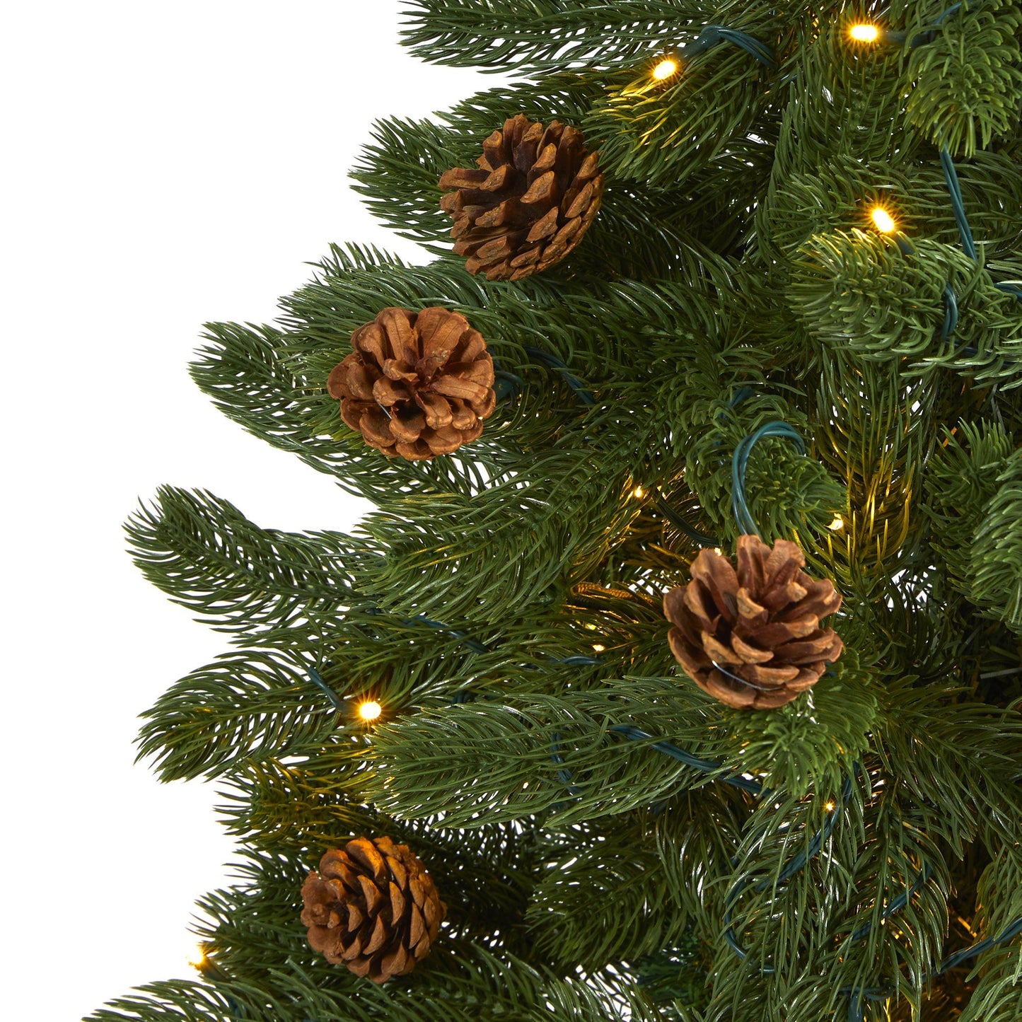 Christmas tree Nearly Natural 5' Rocky Mountain Spruce with pinecones and 100 clear LED lights on Tampa Home & Garden Store