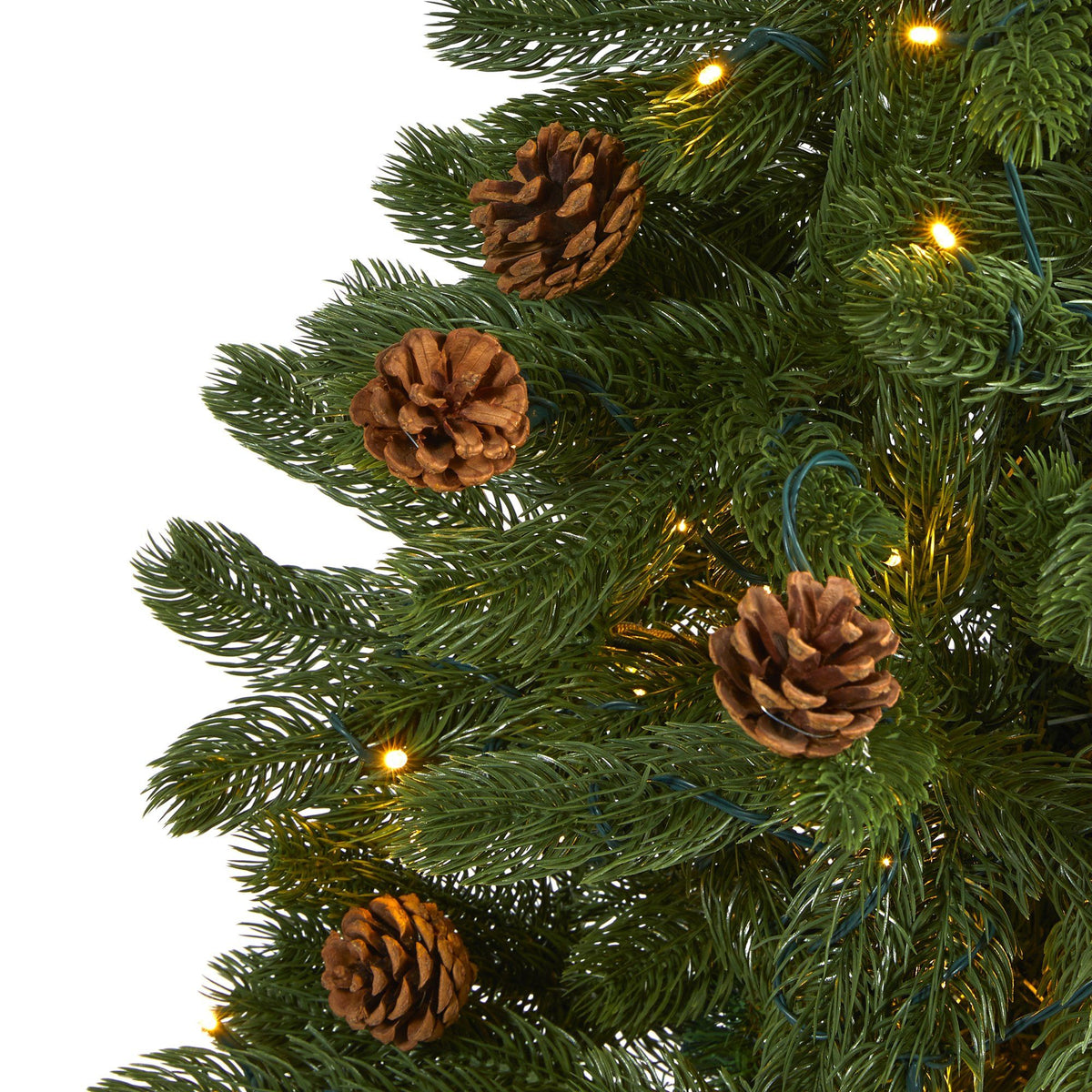 Christmas tree Nearly Natural 5' Rocky Mountain Spruce with pinecones and 100 clear LED lights on Tampa Home & Garden Store