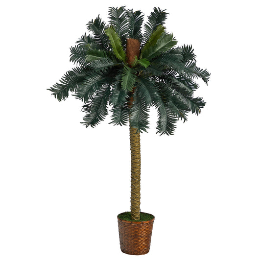 5’ Sago Palm Artificial Tree in Basket - Tampa Home & Garden Store