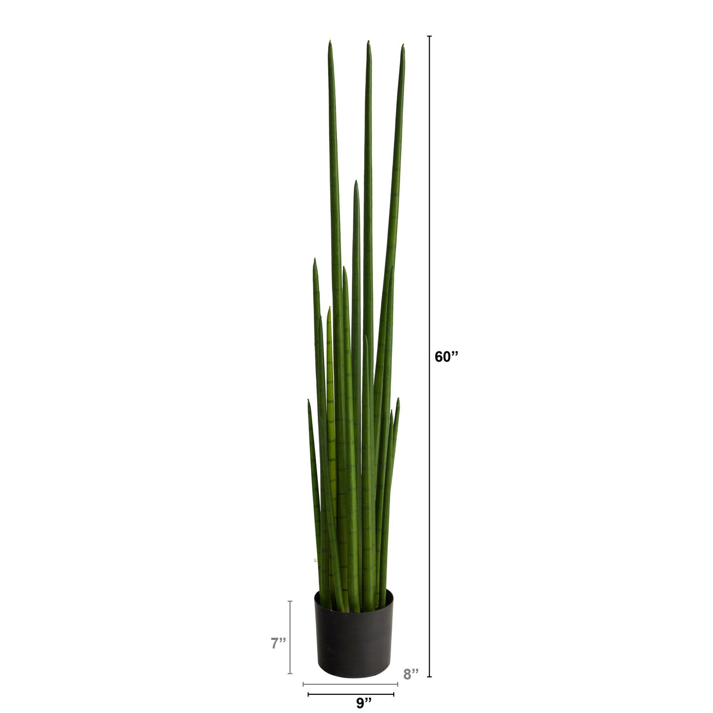 5’ Sansevieria Snake Artificial Plant by Nearly Natural in a black pot on Tampa Home & Garden Store