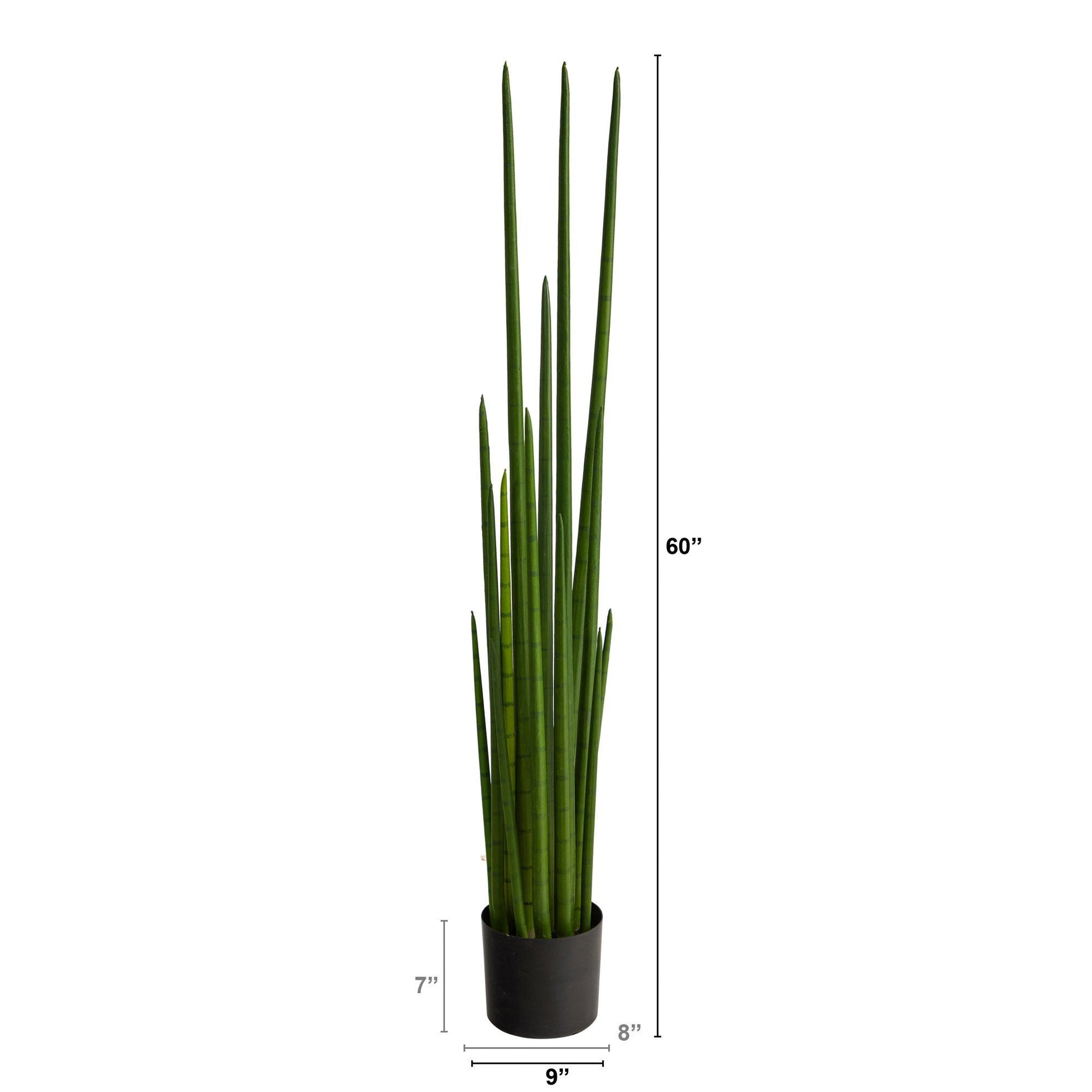 5’ Sansevieria Snake Artificial Plant by Nearly Natural in a black pot on Tampa Home & Garden Store