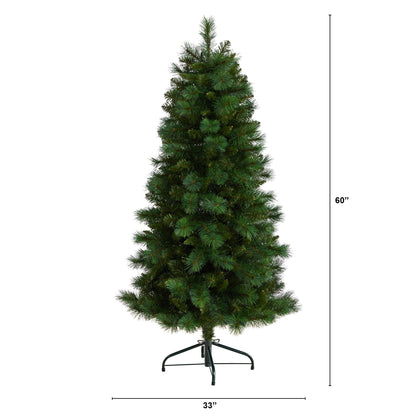 Christmas Tree Nearly Natural 5 ft Slim West Virginia Mountain with 467 branches on metal stand on Tampa Home & Garden Store