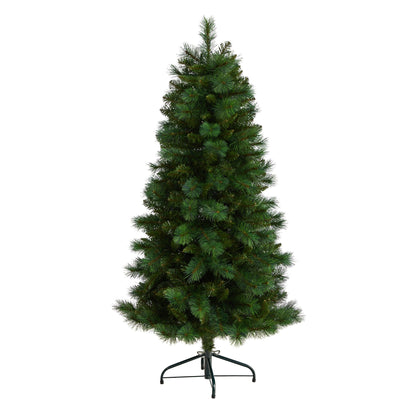5ft Slim West Virginia Mountain Christmas Tree with 467 branches by Nearly Natural on stand on Tampa Home & Garden Store