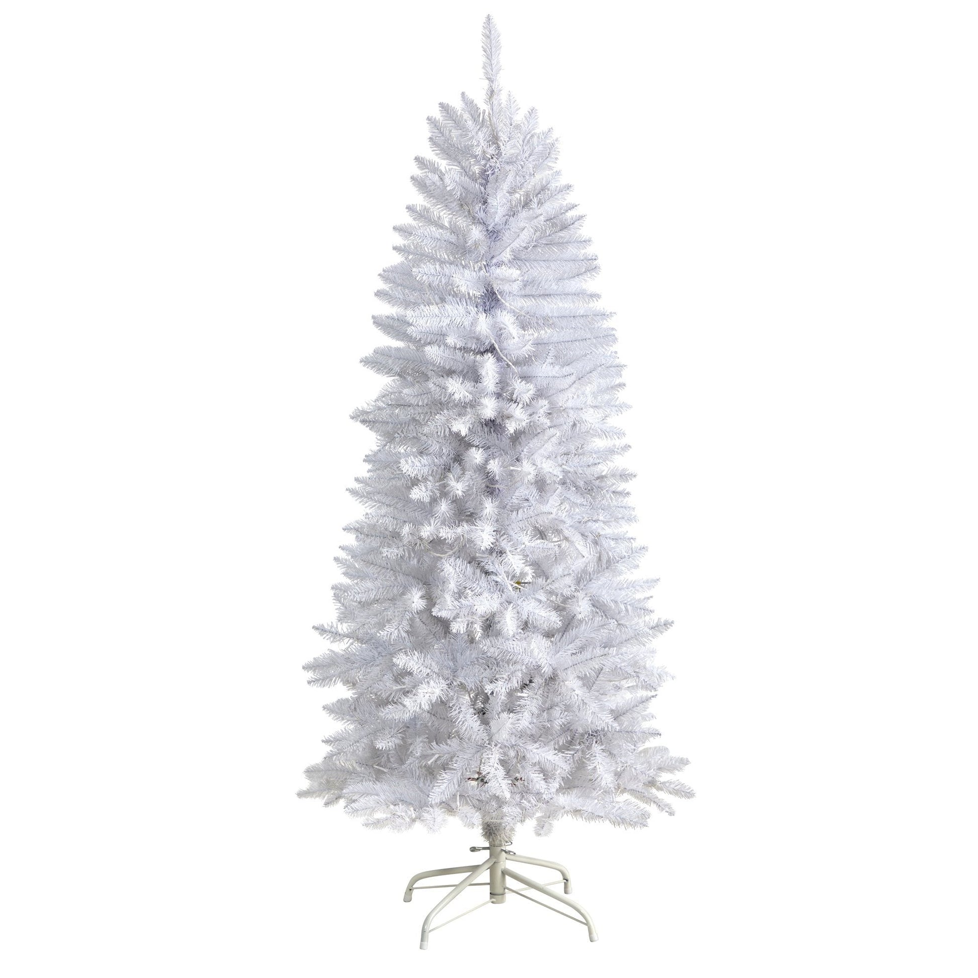 5’ Slim White Artificial Christmas Tree by Nearly Natural with 150 Warm White LEDs on Tampa Home & Garden Store