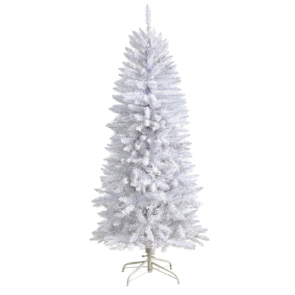 5’ Slim White Artificial Christmas Tree by Nearly Natural with 150 Warm White LEDs on Tampa Home & Garden Store
