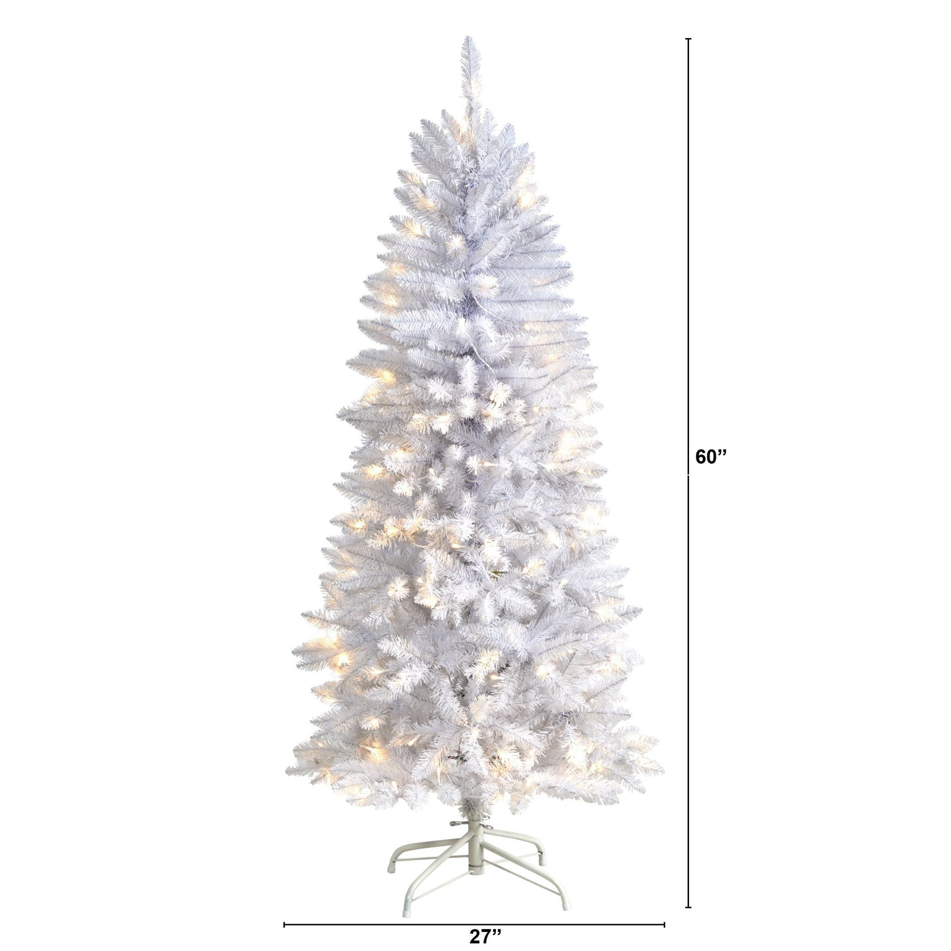 5’ Slim White Artificial Christmas Tree Nearly Natural with 150 warm white LED lights on Tampa Home & Garden Store