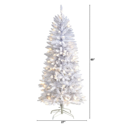 5’ Slim White Artificial Christmas Tree Nearly Natural with 150 warm white LED lights on Tampa Home & Garden Store