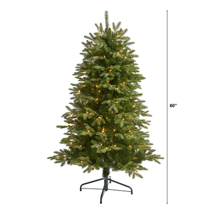 5 ft Snowed Grand Teton Christmas tree Nearly Natural 150 clear lights 462 bendable branches on Tampa Home & Garden Store