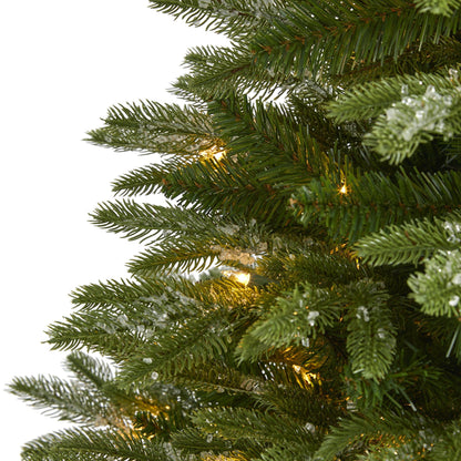 Christmas Tree Nearly Natural 5’ Snowed Grand Teton green artificial with 150 lights on Tampa Home & Garden Store