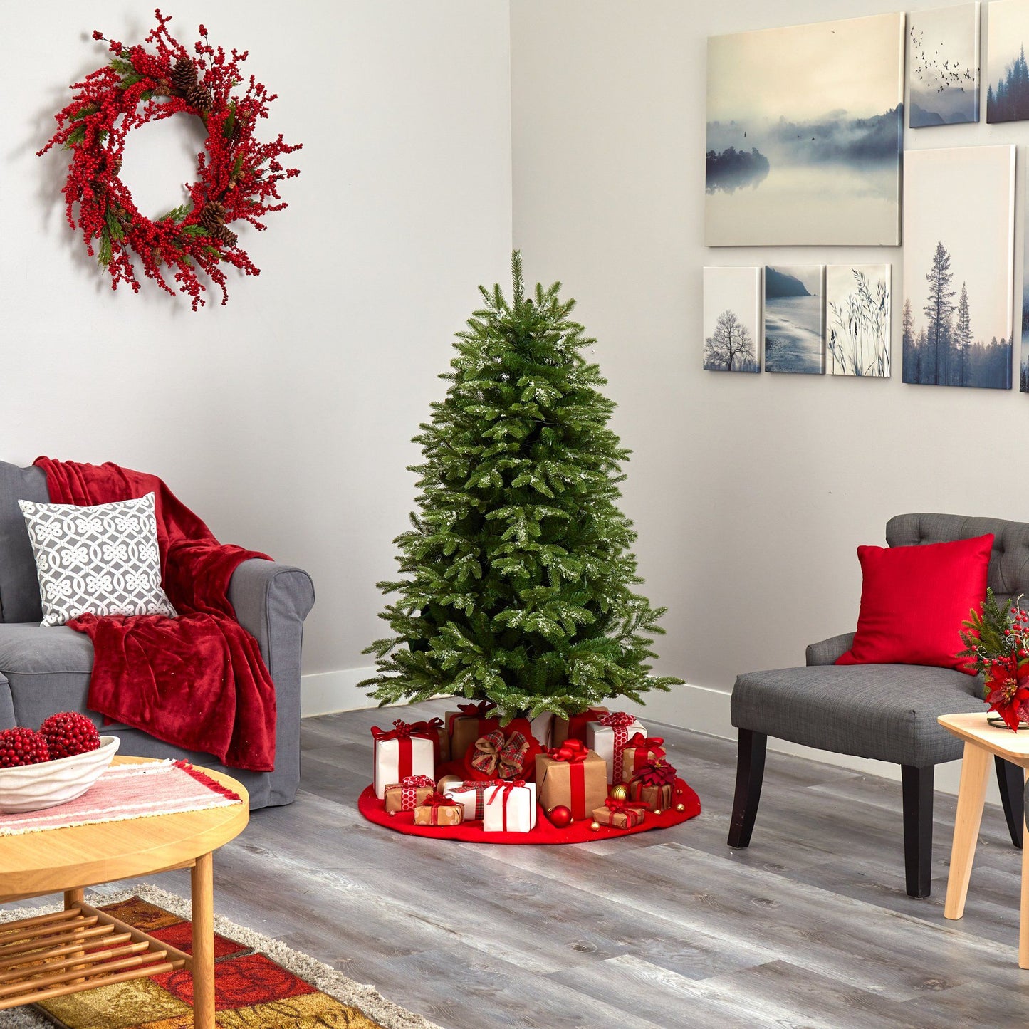 Nearly Natural 5’ Grand Teton Christmas Tree with 150 clear lights and 462 bendable branches on Tampa Home & Garden Store