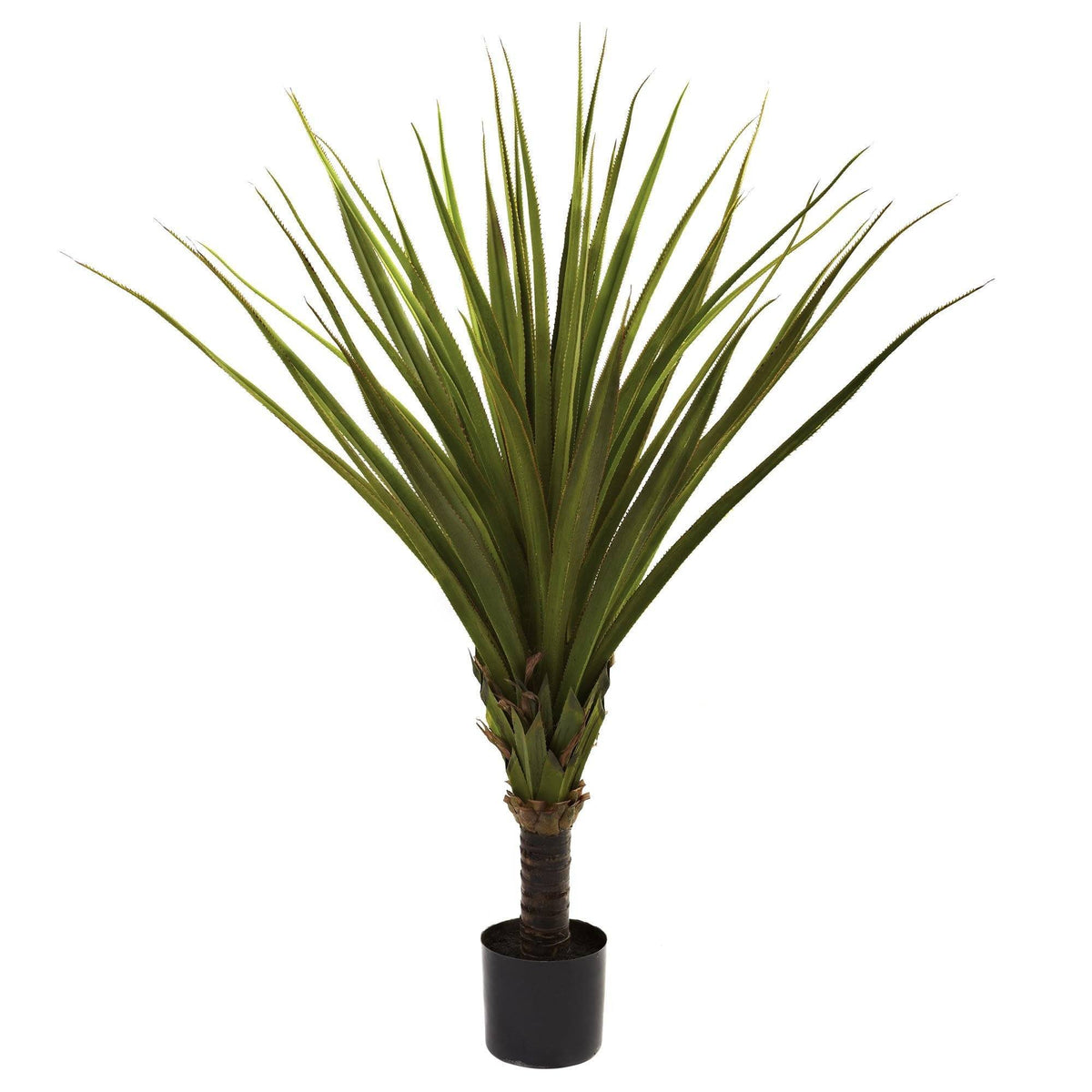 5' Spiked Agave Tree by Nearly Natural in a black pot with long green spiked leaves on Tampa Home & Garden Store