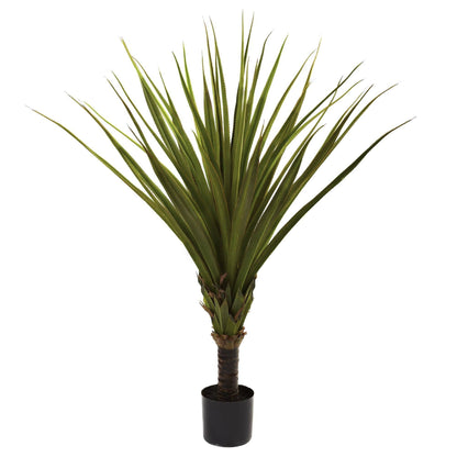 5' Spiked Agave Tree by Nearly Natural in a black pot with long green spiked leaves on Tampa Home & Garden Store