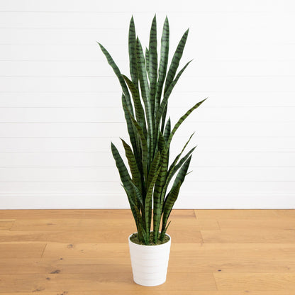 Artificial Sansevieria in a White Decor Planter