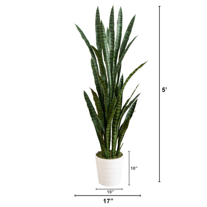 Artificial Sansevieria in a White Decor Planter