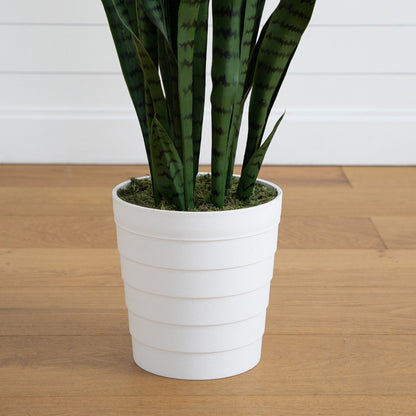 Artificial Sansevieria in a White Decor Planter