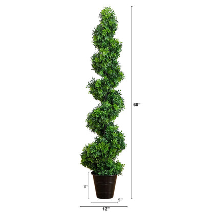 5 Foot Uv Boxwood Spiral Topiary And A Planter