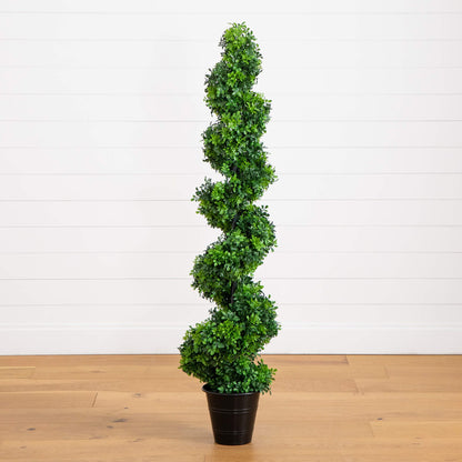 5 Foot Uv Boxwood Spiral Topiary And A Planter
