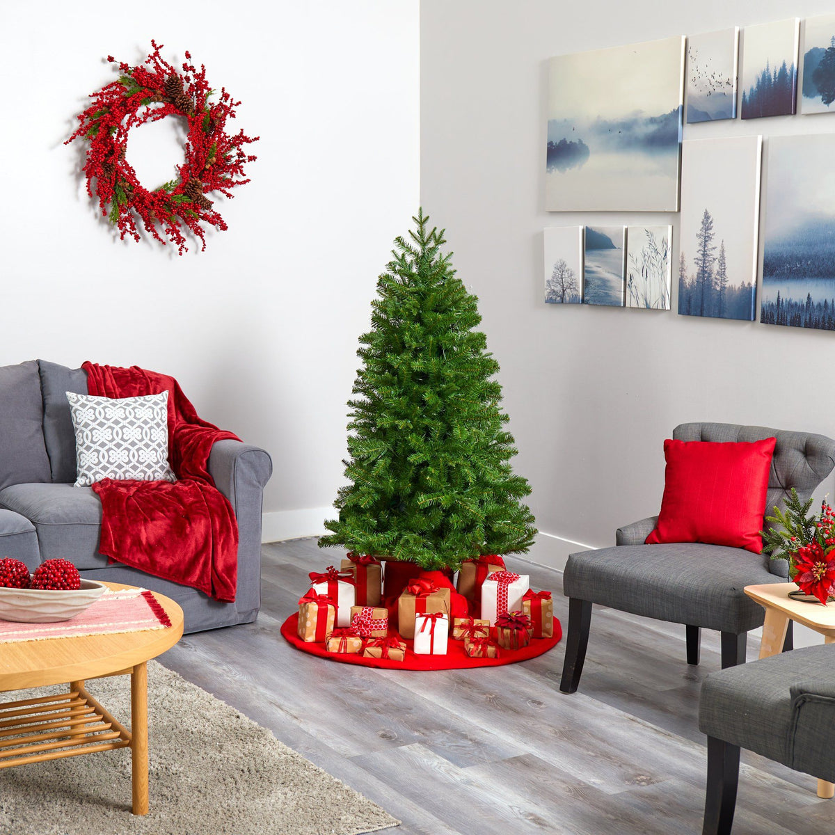 5' Vancouver Spruce artificial Christmas tree with 200 warm white lights by Nearly Natural on Tampa Home & Garden Store