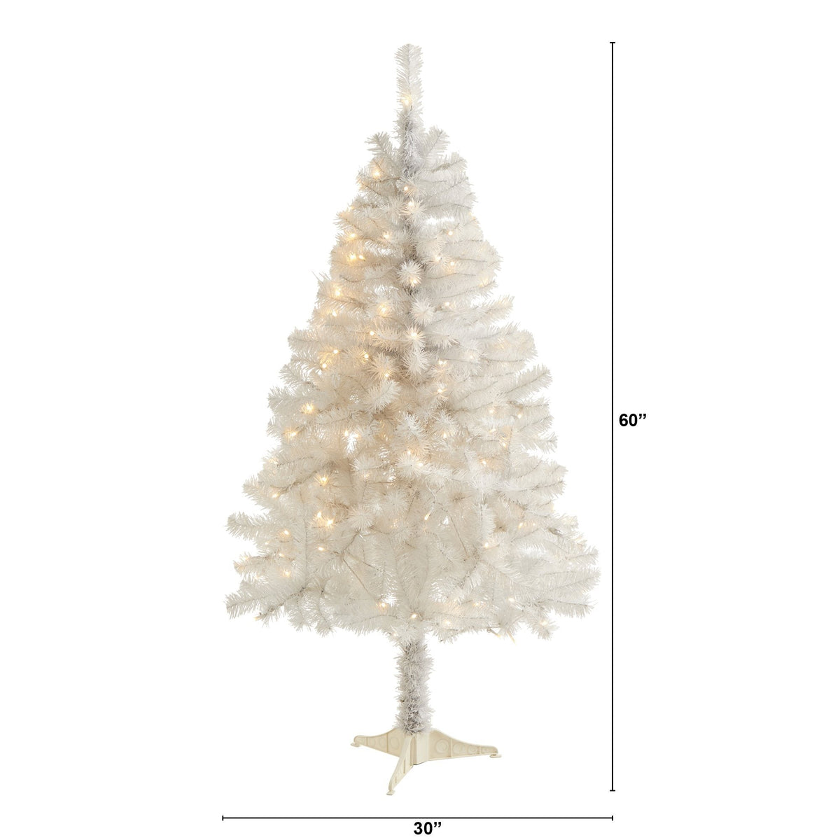 Christmas tree Nearly Natural white artificial 350 bendable branches and 150 clear LEDs on Tampa Home & Garden Store