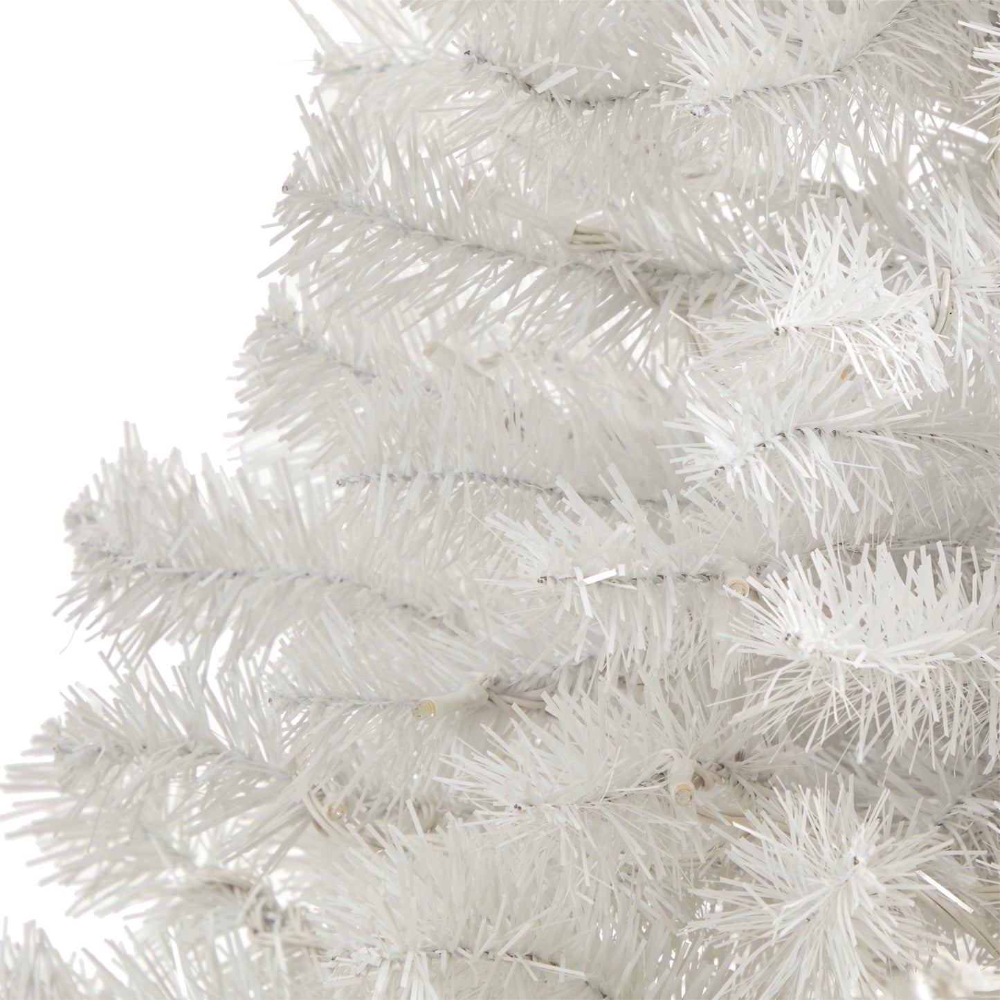 5' White Artificial Christmas Tree with 350 Bendable Branches close-up of white needles on Tampa Home & Garden Store