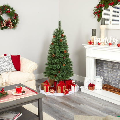 5 ft Nearly Natural Mountain Pine Christmas tree with 200 clear LED lights and pinecones on Tampa Home & Garden Store