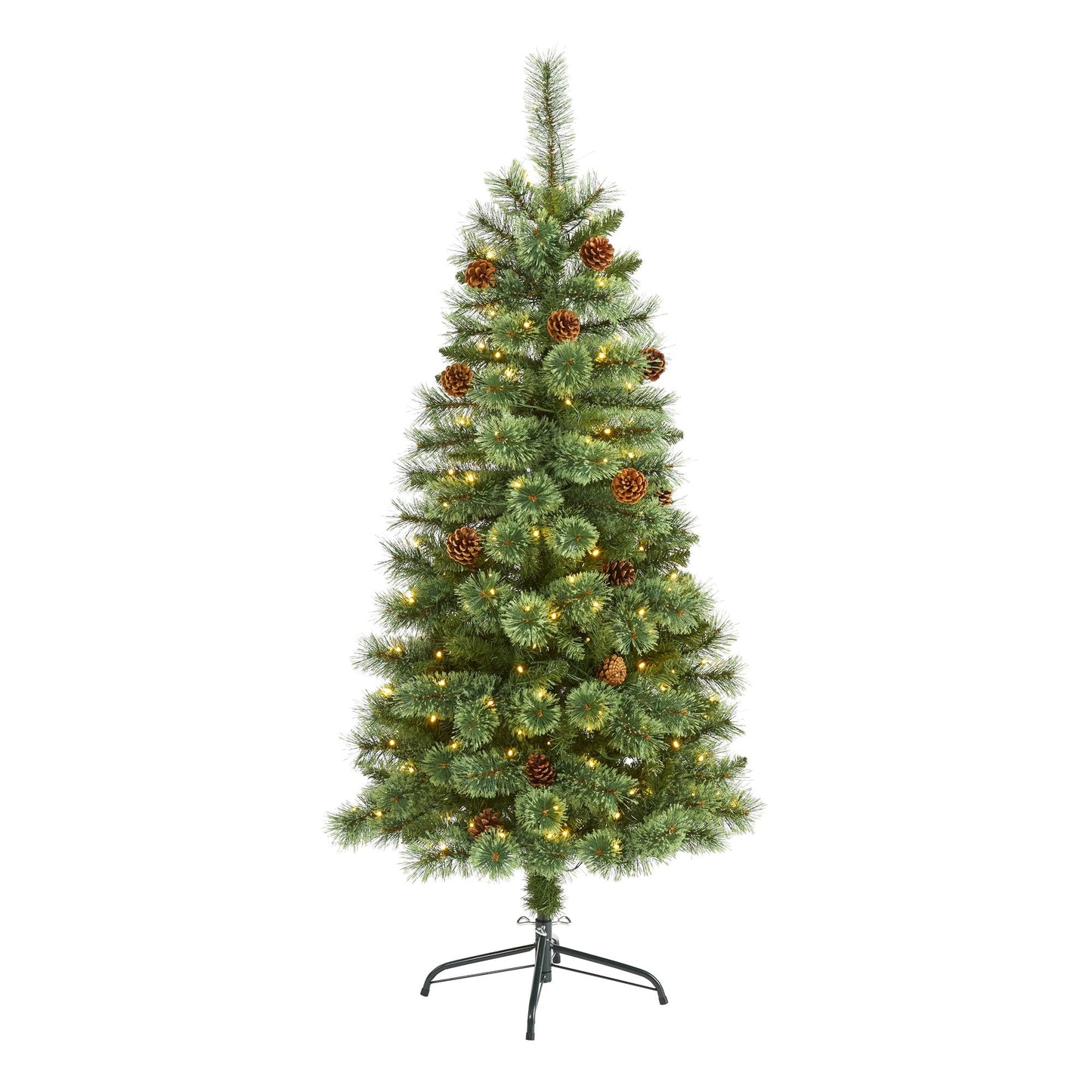 5 ft White Mountain Pine Christmas Tree by Nearly Natural with 200 LED lights and pinecones on Tampa Home & Garden Store